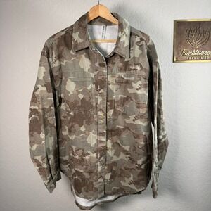 Banjara Camo Print Utility Shirt Jacket Womens Large Brown Cotton YT9574B16